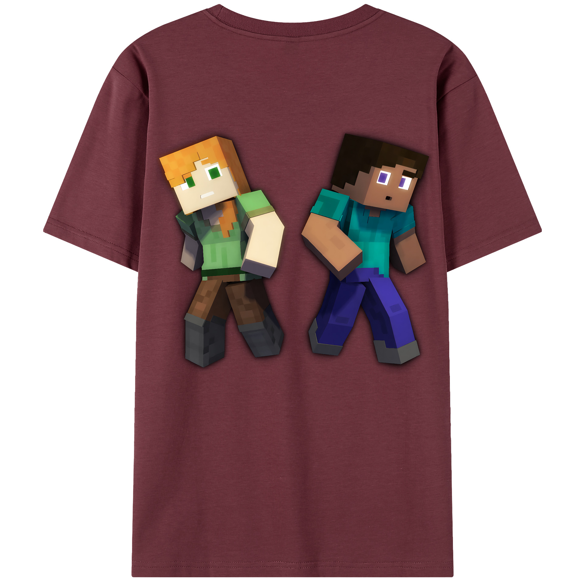 （画像用） マインクラフト ブロックの世界 Minecraft MC Block world 綿100％半袖Tシャツ（背面プリント）